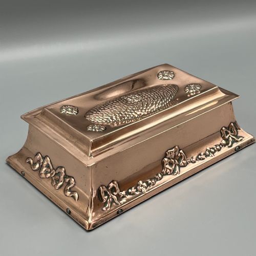 ANTIQUE COPPER EMBOSSED CIGARETTE BOX - ADDITIONAL PHOTO 1