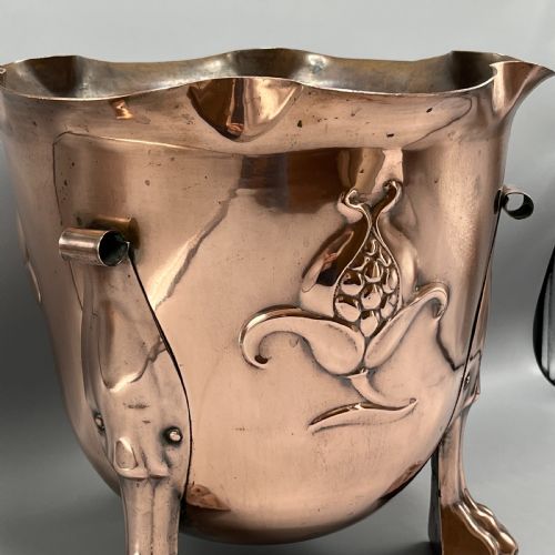 LARGE ART NOUVEAU COPPER FOOTED PLANTER JARDINIERE - ADDITIONAL PHOTO 3