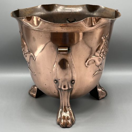 LARGE ART NOUVEAU COPPER FOOTED PLANTER JARDINIERE - ADDITIONAL PHOTO 6