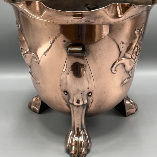 LARGE ART NOUVEAU COPPER FOOTED PLANTER JARDINIERE - ADDITIONAL PHOTO 9