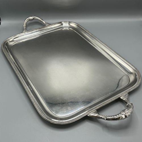 LARGE ART DECO SILVER PLATED BUTLER SERVING TRAY BY MAPPIN WEBB - ADDITIONAL PHOTO 1