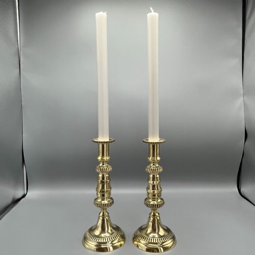 PAIR VICTORIAN SOLID BRASS CANDLESTICKS - ADDITIONAL PHOTO 1