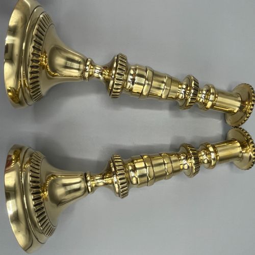PAIR VICTORIAN SOLID BRASS CANDLESTICKS - ADDITIONAL PHOTO 14