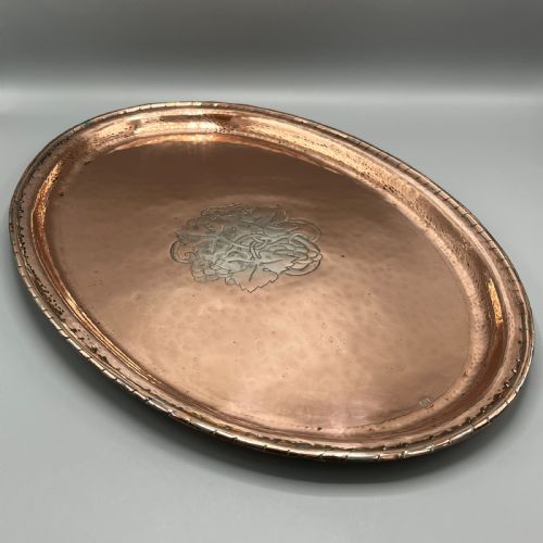 LARGE ARTS CRAFTS SOLID COPPER TRAY BY HUGH WALLIS - ADDITIONAL PHOTO 1