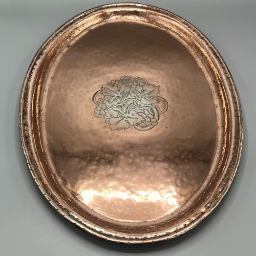 LARGE ARTS CRAFTS SOLID COPPER TRAY BY HUGH WALLIS - ADDITIONAL PHOTO 4