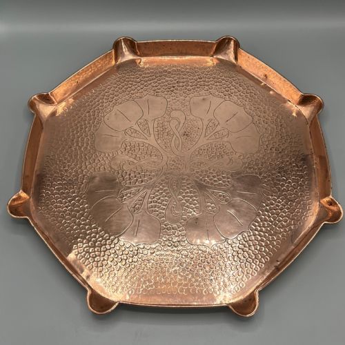 large art nouveau copper tray by j f pool hayle cornwall - CATEGORY: ANTIQUE METAL - DATED 1910
