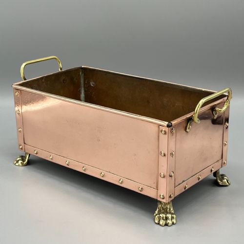 antique copper riveted rectangular planter trough windowsill plant pot - CATEGORY: ANTIQUE METAL - DATED 1920