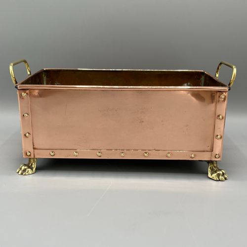 ANTIQUE COPPER RIVETED RECTANGULAR PLANTER TROUGH WINDOWSILL PLANT POT - ADDITIONAL PHOTO 2