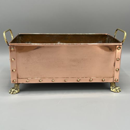 ANTIQUE COPPER RIVETED RECTANGULAR PLANTER TROUGH WINDOWSILL PLANT POT - ADDITIONAL PHOTO 9