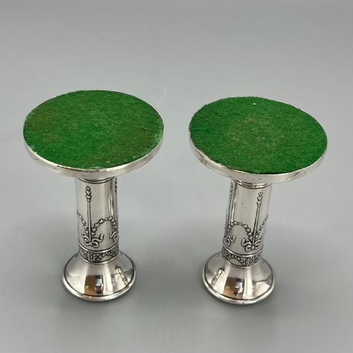 PAIR STERLING SILVER CANDLESTICKS HALLMARKED 1905 WITH RIBBON BOW GARLANDS - ADDITIONAL PHOTO 12