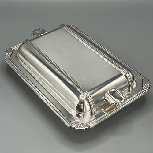 art deco silver plated entree serving dish by walker hall - CATEGORY: ANTIQUE SILVER - DATED 1940