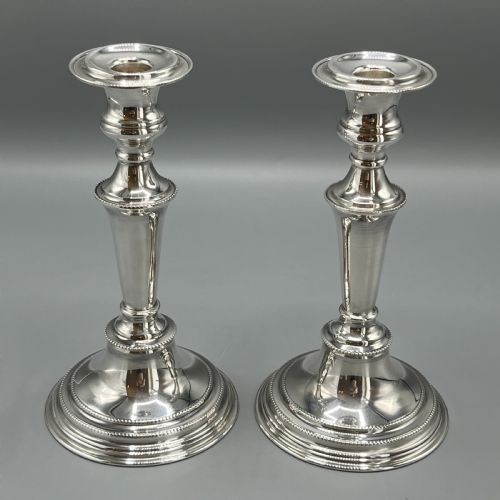 PAIR ENGLISH SILVER PLATED CANDLESTICKS - ADDITIONAL PHOTO 1