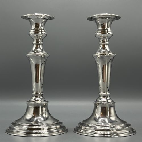 PAIR ENGLISH SILVER PLATED CANDLESTICKS - ADDITIONAL PHOTO 2