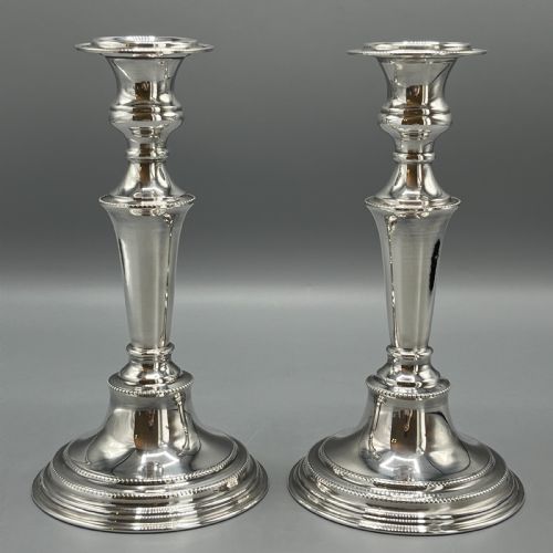 PAIR ENGLISH SILVER PLATED CANDLESTICKS - ADDITIONAL PHOTO 3