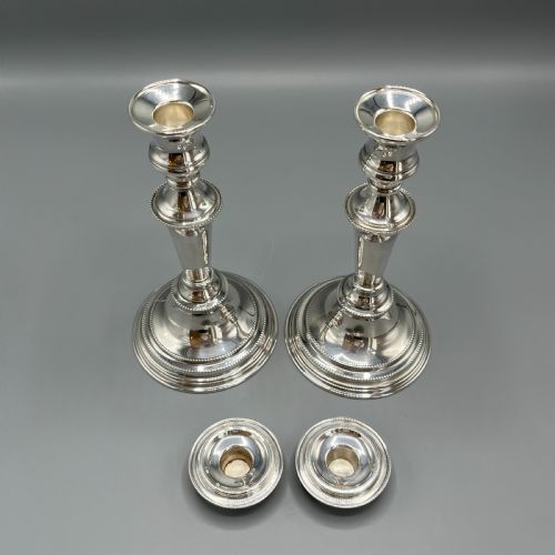 PAIR ENGLISH SILVER PLATED CANDLESTICKS - ADDITIONAL PHOTO 11