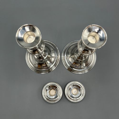 PAIR ENGLISH SILVER PLATED CANDLESTICKS - ADDITIONAL PHOTO 12