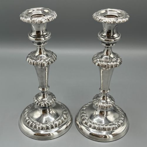large pair silver plated candlesticks - CATEGORY: ANTIQUE SILVER - DATED 1900