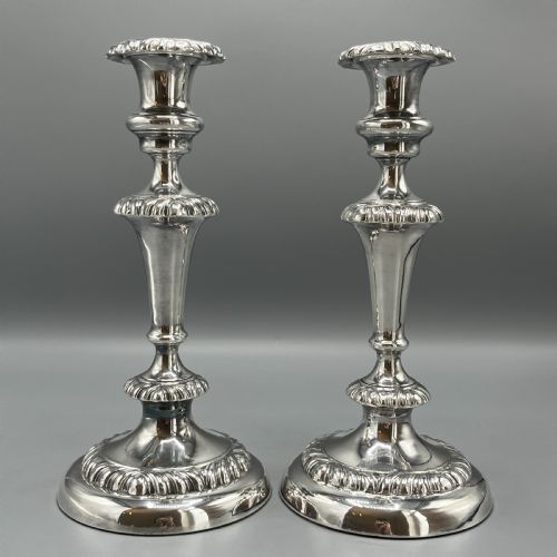 LARGE PAIR SILVER PLATED CANDLESTICKS - ADDITIONAL PHOTO 1