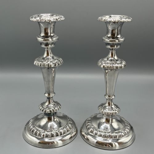 LARGE PAIR SILVER PLATED CANDLESTICKS - ADDITIONAL PHOTO 2