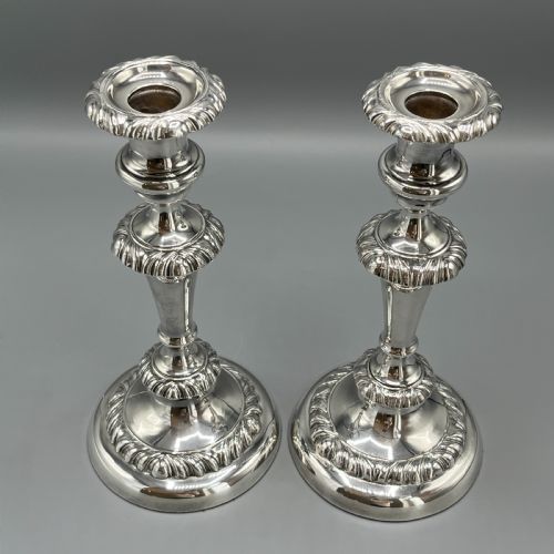 LARGE PAIR SILVER PLATED CANDLESTICKS - ADDITIONAL PHOTO 3