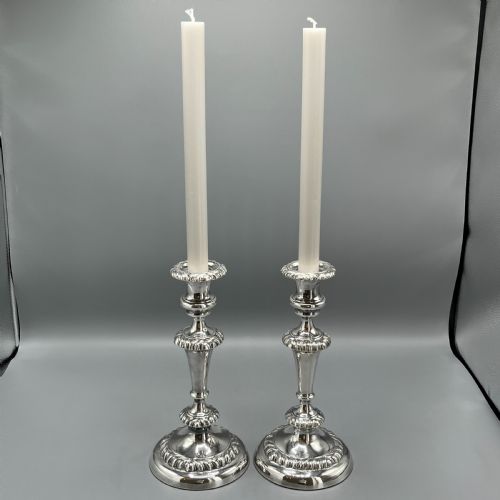 LARGE PAIR SILVER PLATED CANDLESTICKS - ADDITIONAL PHOTO 4