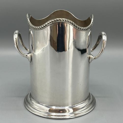 antique english silver plated wine bottle holder by george bowen sons - CATEGORY: ANTIQUE SILVER - DATED 1920