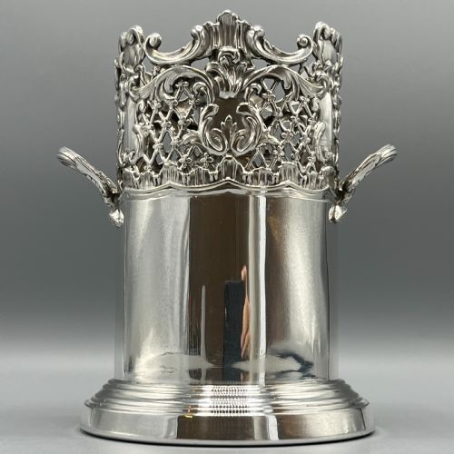 VICTORIAN SILVER PLATED WINE BOTTLE HOLDER BY MARTIN HALL CO - ADDITIONAL PHOTO 4