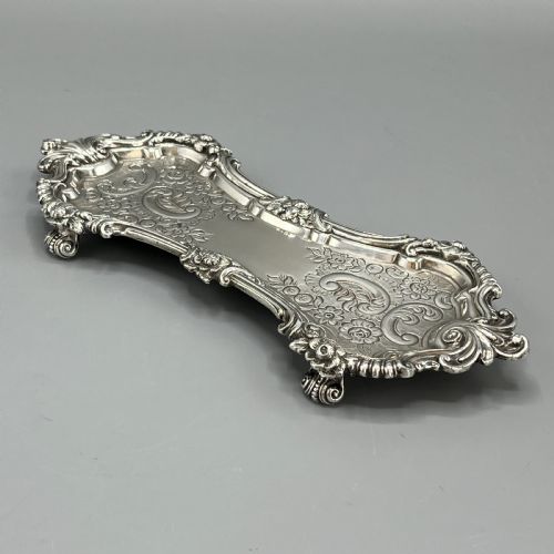 antique victorian silver plated pen tray - CATEGORY: ANTIQUE SILVER - DATED VICTORIAN