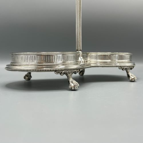 ANTIQUE SILVER PLATED TWIN WINE BOTTLE COASTER STAND DECANTER STAND - ADDITIONAL PHOTO 6