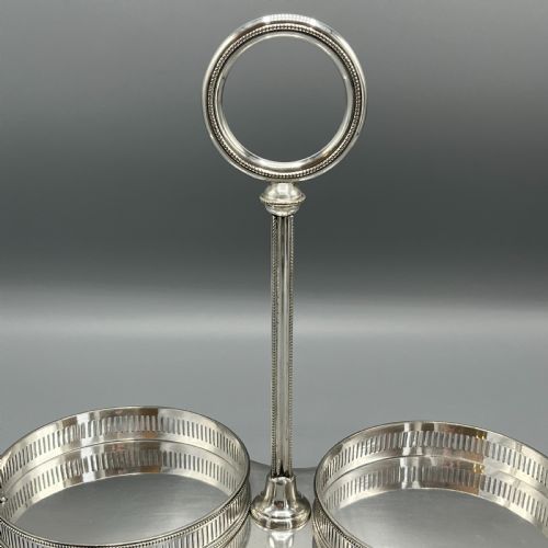 ANTIQUE SILVER PLATED TWIN WINE BOTTLE COASTER STAND DECANTER STAND - ADDITIONAL PHOTO 12