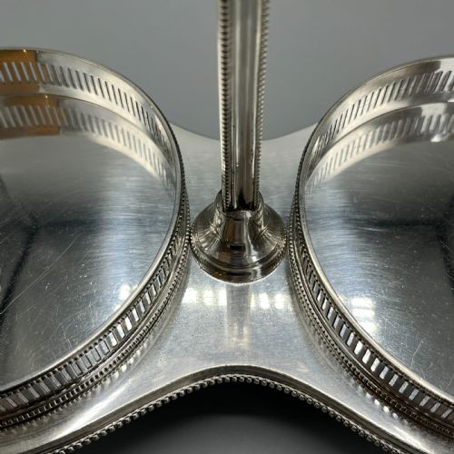 ANTIQUE SILVER PLATED TWIN WINE BOTTLE COASTER STAND DECANTER STAND - ADDITIONAL PHOTO 15