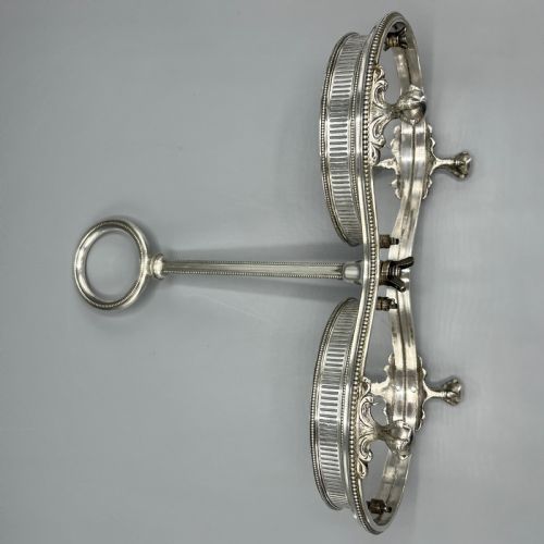 ANTIQUE SILVER PLATED TWIN WINE BOTTLE COASTER STAND DECANTER STAND - ADDITIONAL PHOTO 19