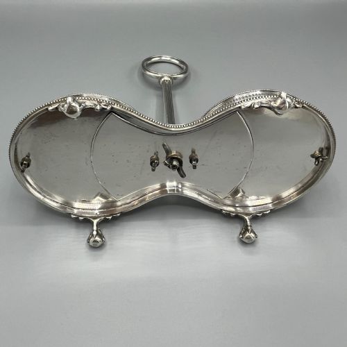 ANTIQUE SILVER PLATED TWIN WINE BOTTLE COASTER STAND DECANTER STAND - ADDITIONAL PHOTO 20