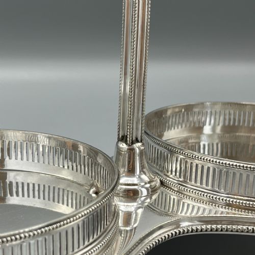 ANTIQUE SILVER PLATED TWIN WINE BOTTLE COASTER STAND DECANTER STAND - ADDITIONAL PHOTO 22