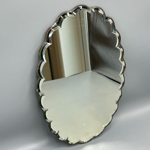 ART DECO FRAMELESS SCALLOPED MIRROR OR MIRROR GLASS TRAY - ADDITIONAL PHOTO 1