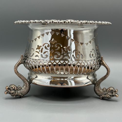 antique victorian silver plated wine bottle holder - CATEGORY: ANTIQUE SILVER - DATED VICTORIAN