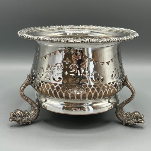 ANTIQUE VICTORIAN SILVER PLATED WINE BOTTLE HOLDER - ADDITIONAL PHOTO 1