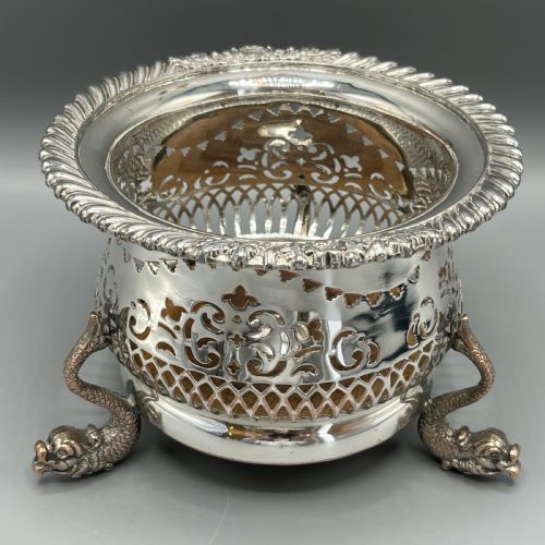 ANTIQUE VICTORIAN SILVER PLATED WINE BOTTLE HOLDER - ADDITIONAL PHOTO 4