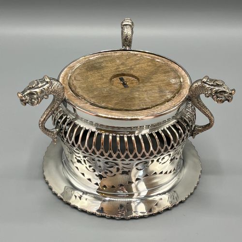 ANTIQUE VICTORIAN SILVER PLATED WINE BOTTLE HOLDER - ADDITIONAL PHOTO 16