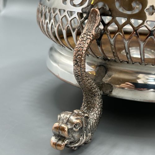 ANTIQUE VICTORIAN SILVER PLATED WINE BOTTLE HOLDER - ADDITIONAL PHOTO 17