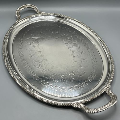 LARGE VICTORIAN SILVER PLATED SERVING TRAY - ADDITIONAL PHOTO 1