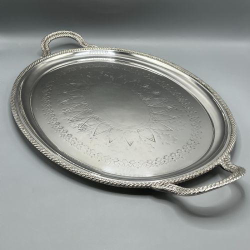 LARGE VICTORIAN SILVER PLATED SERVING TRAY - ADDITIONAL PHOTO 2
