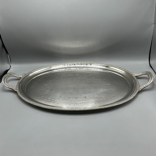 LARGE VICTORIAN SILVER PLATED SERVING TRAY - ADDITIONAL PHOTO 3