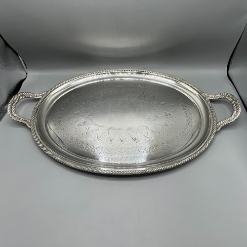 LARGE VICTORIAN SILVER PLATED SERVING TRAY - ADDITIONAL PHOTO 4