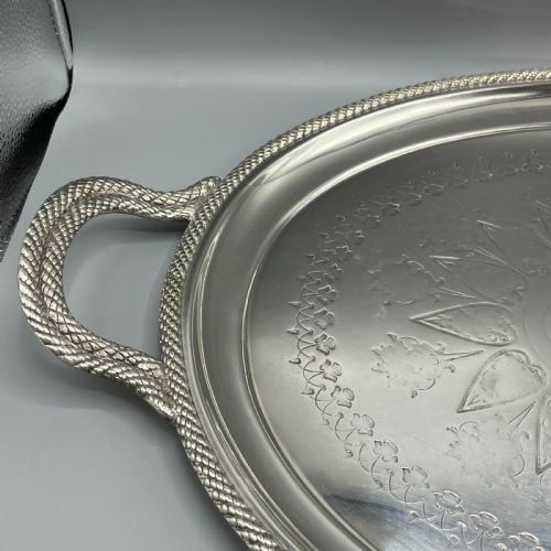 LARGE VICTORIAN SILVER PLATED SERVING TRAY - ADDITIONAL PHOTO 5