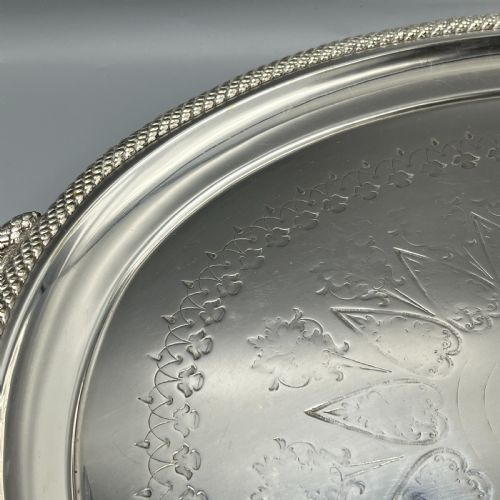 LARGE VICTORIAN SILVER PLATED SERVING TRAY - ADDITIONAL PHOTO 7
