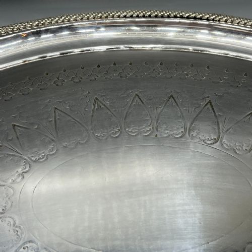 LARGE VICTORIAN SILVER PLATED SERVING TRAY - ADDITIONAL PHOTO 8