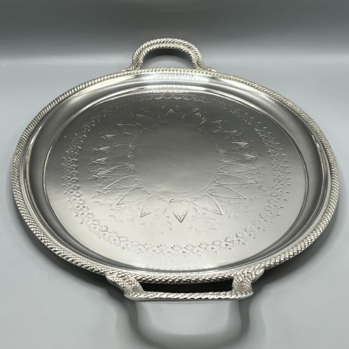 LARGE VICTORIAN SILVER PLATED SERVING TRAY - ADDITIONAL PHOTO 15