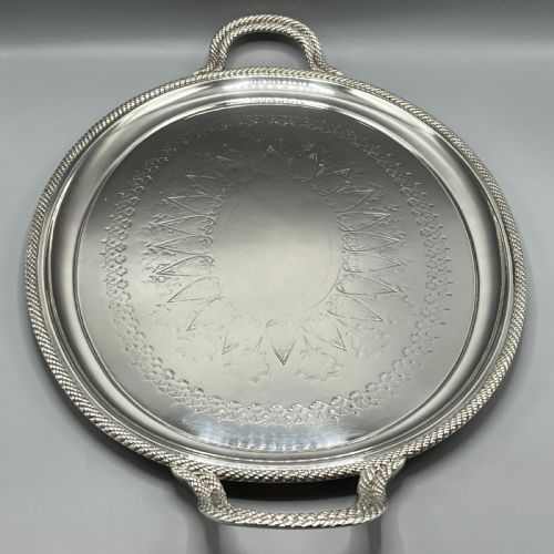LARGE VICTORIAN SILVER PLATED SERVING TRAY - ADDITIONAL PHOTO 16
