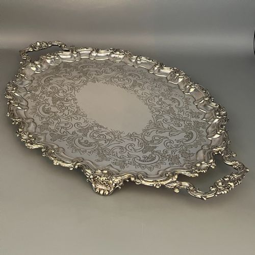 EDWARDIAN SILVER PLATED FOOTED SERVING TRAY - ADDITIONAL PHOTO 1
